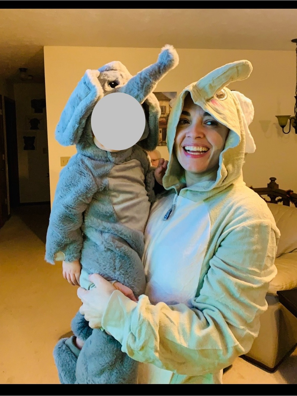 Mommy and Me Elephant Costumes - Gray Plush Hooded Jumpsuits
